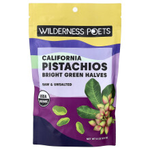 Wilderness Poets, Kaliforniai pisztácia, Fényes zöld félkörök, só nélkül, 8 oz (226 g)