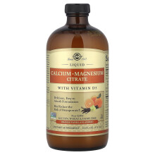 Solgar, Calcio Liquido Magnesio Citrato con Vitamina D3, Arancia-Vaniglia, 16 fl oz (473 ml)