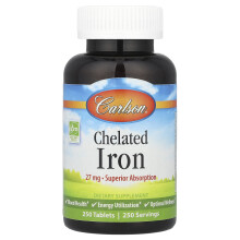 Carlson, Ferro Quelado, 27 mg, 250 Comprimidos