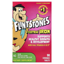 Flintstones, Vitamina para Crianças, + Ferro Adicional, 90 Tabletes Comestíveis