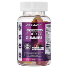 Vitamatic, Fiber Gummies, Extra Strength, Natural Blackberry, Peach, & Strawberry, 7 g, 60 Gummies (2.3 g per Gummy)