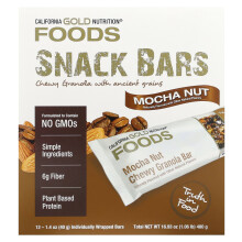 California Gold Nutrition, Foods, Mocha Nut Chewy Granola Barer, 12 Barer, 1,4 oz (40 g) Varje