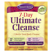 Nature's Secret, Limpeza Última, 7 Dias, Limpeza Total do Corpo, 2 Frascos, 36 Comprimidos Cada