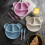 Kids wheat straw divided plate set with spoon and fork bear 4