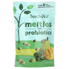 Beech-Nut, Naturais, Melties com Probióticos, 8+ Meses, Pera, Manga, Espinafre & Iogurte, 1 oz (28 g)