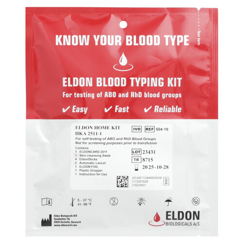 D'adamo, Eldon Blodtyperingskit, 1 Enkel Selvtestningskit