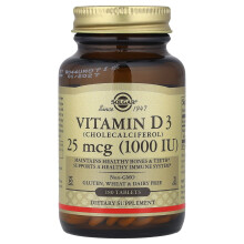Solgar, Vitamin D3, 25 mcg (1,000 IU), 180 Tabletta