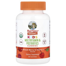 MaryRuth's, Organiczne Multivitaminy dla Dzieci z Postbiotykami w Formie Gumeków, Mieszana Owoce i Czerwona Czerwona, 60 Gumeków