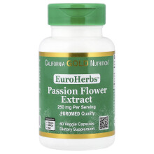 California Gold Nutrition, EuroHerbs, Passion Flower Extract,  Euromed Quality, 250 mg, 60 Veggie Capsules