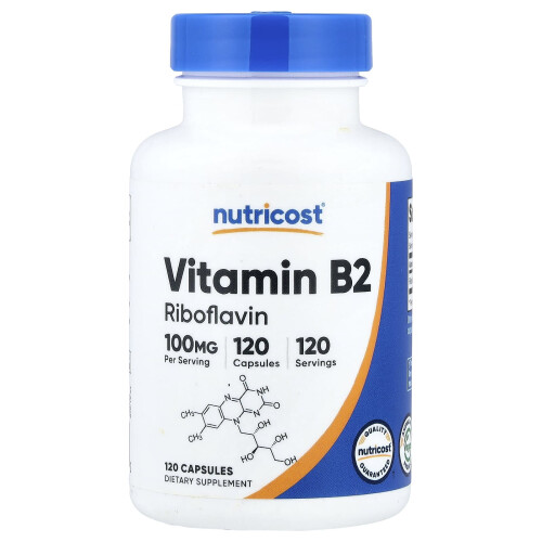 Nutricost, Witamina B2, 100 mg, 120 kapsułek