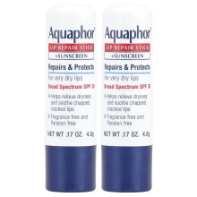 Aquaphor, Läppreparation + solskydd, SPF 30, Doftfri, Dubbel paket, 2 stick, 0,17 oz (4,8 g) Varje
