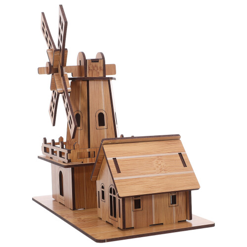4Sets Stem Windmühlen Bambus DIY Experiment Oberfläche Khaki 2