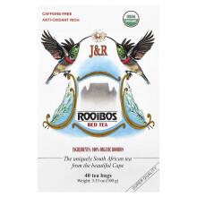 J&R Port Trading, Rooibos Rood Thee, Koffie-Vrij, 40 Theezakjes, 3,53 oz (100 g)
