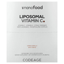 Codeage, Liposomálny vitamín C, Citrónovo vanilka, 1 000 mg, 32 Pouches, 0,5 fl oz (15 ml) každá