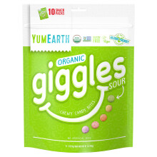 YumEarth, Giggles Orgánico, Ácido, 10 Paquetes de Snack, 0.5 oz (14 g) Cada Uno