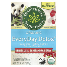 Traditional Medicinals, Organic EveryDay Detox, Koffievrij, Schisandra-bessen, 16 Verpakte Theeballen, 0,85 oz (24 g)