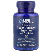 Life Extension, Forbedret Super Digerende Enzymer og Probiotika, 60 Vegetariske Kapsler