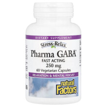 Natural Factors, Stress-RelaxÆ, Pharma GABAÆ, 250 mg, 60 Vegetariske Capsules
