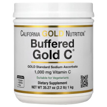 California Gold Nutrition, Buforovaný Gold C, Non-Acidic Vitamin C Powder, Sodium Ascorbate, 2,2 lb (1 kg)