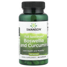 Swanson, Pełny Spektrum Boswellia i Kurkumy, 300 mg, 60 Kapsułek