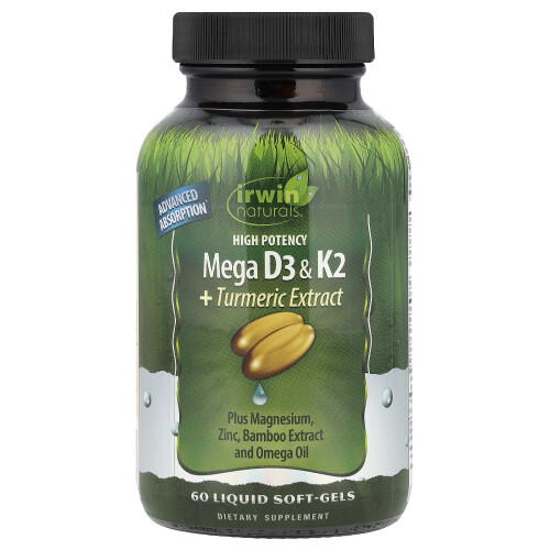 Irwin Naturals, Υψηλή Δυναμική Mega D3 & K2 + Τερπίνη Εξόρυξης, 60 Λιωμένα Μυτερά
