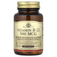 Solgar, Witamina B12, 500 mcg, 100 Tabletek