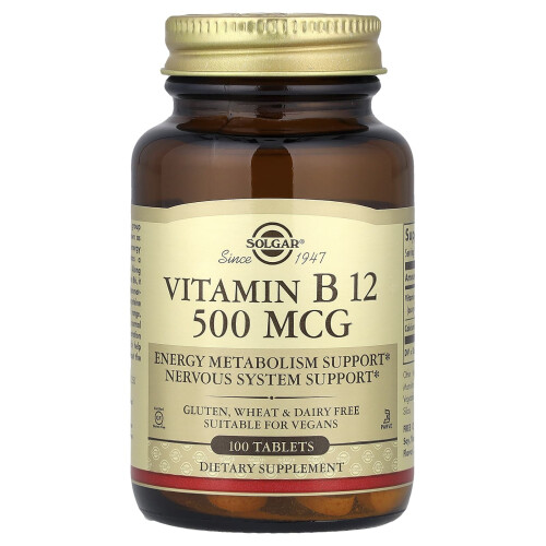 Solgar Solgar, Vitamiini B12, 500 mcg, 100 Tablettia