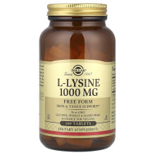 Solgar, L-Lysine, Free Form, 1.000 mg, 100 Tablets