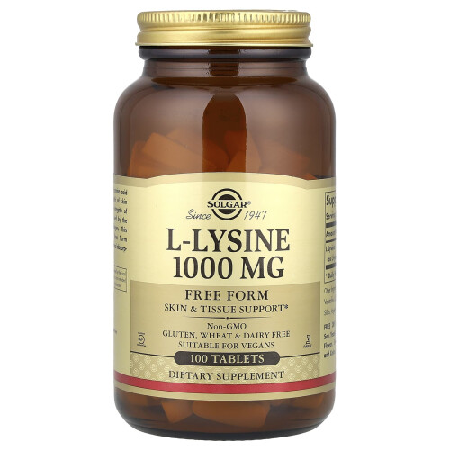 Solgar Solgar, L-Lysine, Free Form, 1.000 mg, 100 Tablets