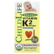 ChildLife Essentials, Organický Vitamin K2 Lízny, Prirodzená džemovka, 5 mcg, 0,25 fl oz (7,5 ml)