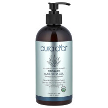 Pura D'or, Gyógyító Ökológiai Aloe Vera gélek, Fűszeres Lévelekkel, 16 fl oz (473 ml)