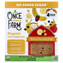 Once Upon A Farm, Bar de Bolo Orgânico, Banana Chocolate Chip, 4 Barras, 1.2 oz (34 g ) Cada