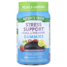 Nature's Truth, Stress Støtte + GABA, L-Theanin, Naturlig Citron & Jordbær, 48 Gummies