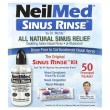 NeilMed, Kit di Rinse Sinus Originale e Breve, 50 Pacchetti Premiscelati, 1 Kit