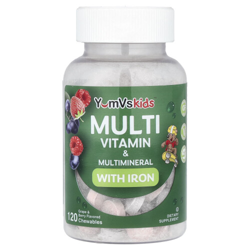 YumV's, Multivitamine & Multimineraal met IJzer, Grape & Berry, 120 Eetbare Tablets