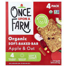 Once Upon A Farm, Bar de Bolo Orgânico, Maçã e Aveia, 4 Barras, 1.2 oz (34 g) Cada