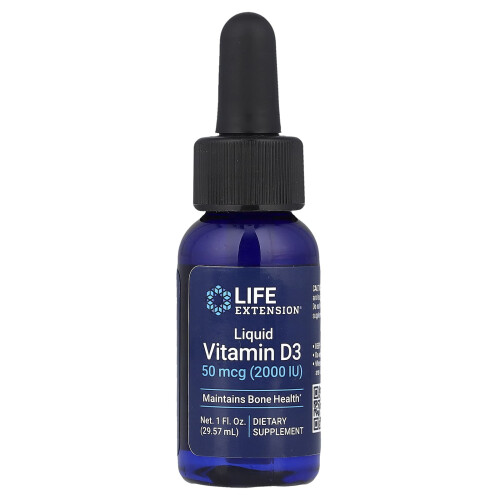 Life Extension, Υγρό Βιταμίνη D3, 50 mcg (2.000 IU), 1 fl oz (29.57 ml)