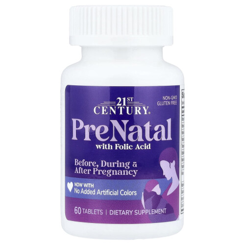 21st Century, PreNatal com Ácido Fólico, 60 Comprimidos