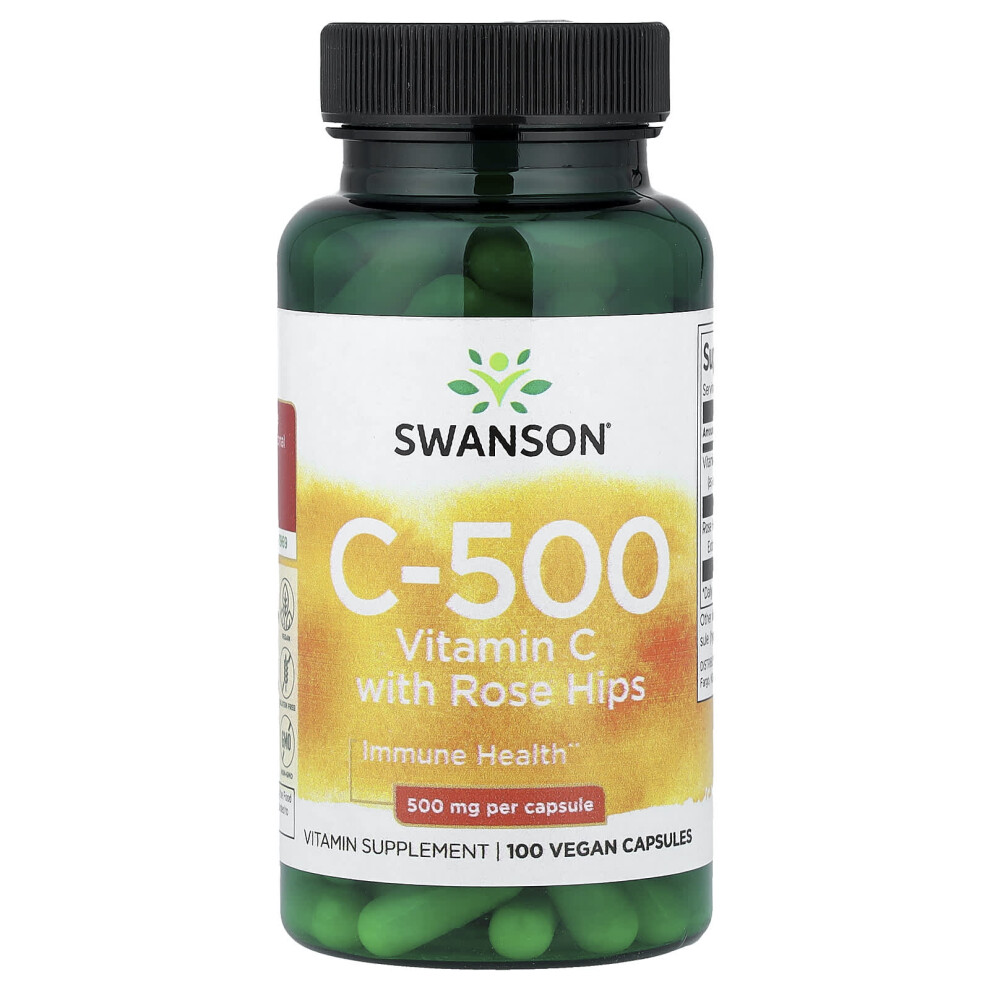 Swanson Vitamin C With Rose Hips Extract, 500Mg - 100 Caps