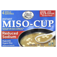 Edward & Sons, Miso Instantâneo, Reduzido de Sódio, 4 Serviços Únicos, 1 oz (29 g)