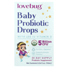 LoveBug Probiotics, Baby Probiotische Druppels, 5 Miljard CFU, 0,34 fl oz (10 ml)