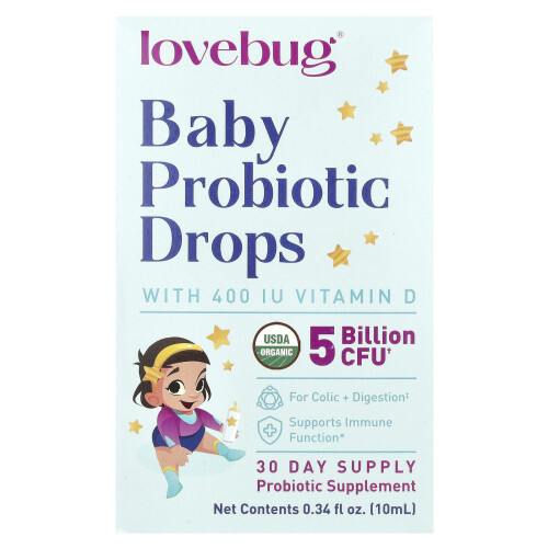 LoveBug Probiotics, Βρεφική Προβιοτική Δρόπια, 5 Billion CFU, 0.34 fl oz (10 ml)