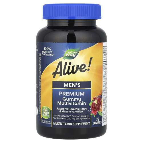 Φύση της Δρόμης, Alive! Men's Premium Gummy Multivitamin, Πορτοκαλί, Κεράσι & Κεράσι, 75 Gummies