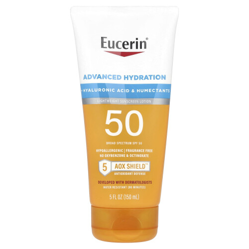 Eucerin Eucerin, Advanced Hydration, Lekka Krem Sunscreen, SPF 50, Bez Zapachu, 5 fl oz (150 ml)