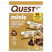 Quest Nutrition, Bar di Proteine, Minis, Cioccolato Chip Cookie Dough, 14 Bar, 0,81 oz (23 g) Ogni