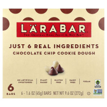 Larabar, Pôvodný Skutečný ovocie & Zrnková Bar, Chocolate Chip Cookie Dough, 6 Barov, 1,6 oz (45 g)