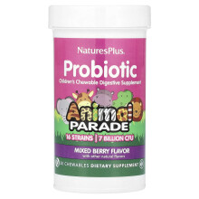 NaturesPlus, Probiotico, Supplemento digestivo masticabile per bambini, Frutta mista, 30 Comprimati da masticare