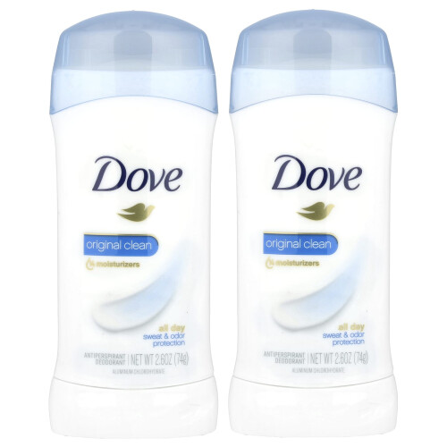 Dove Dove, Osynlig Fast Solid Deodorant, Original Clean, Tvilling Pack, 2 Pack, 2,6 oz (74 g) Varje
