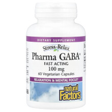 Natural Factors, Stress-Relax, Pharma GABA, 100 mg, 60 Vegetariske Kapsler