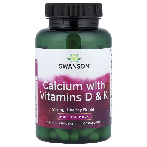 Swanson, Calcium with Vitamins D & K, 100 Capsules